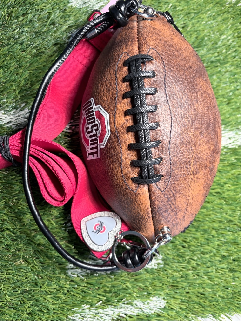 Wilson Ohio State Brown Mini Football Crossbody with Red Crossbody Strap